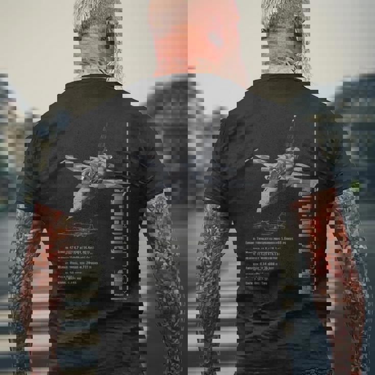 F-5 タイガージェット戦闘機仕様 メンズTシャツ バックプリント 高齢者への贈り物