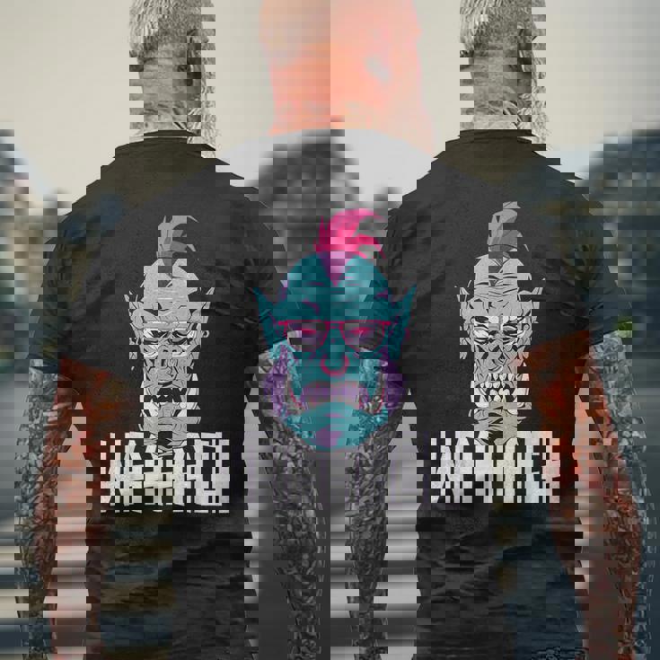 Fantasy Ork Mmorpg Rpg ゲーマーヘッド メンズTシャツ バックプリント 高齢者への贈り物