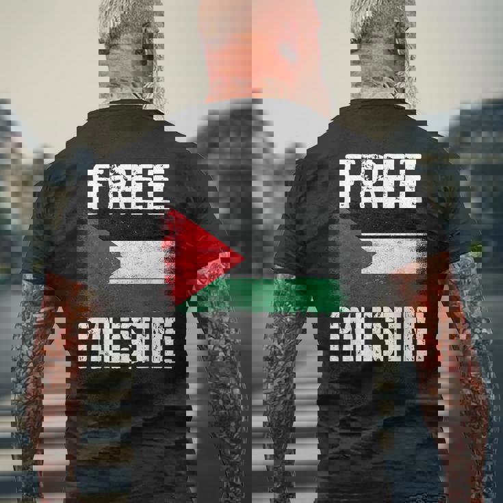 Free Palestine Free Gaza パレスチナの旗無料パレスチナ メンズTシャツ バックプリント 高齢者への贈り物
