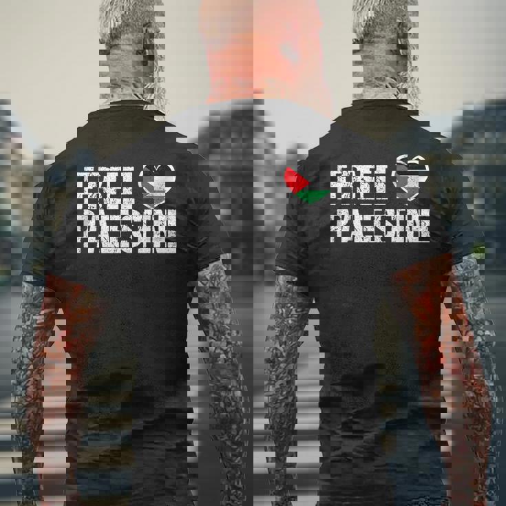 Free Palestine パレスチナの旗無料パレスチナ メンズTシャツ バックプリント 高齢者への贈り物