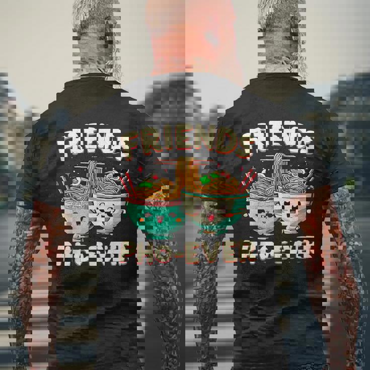 Friends Pho-Ever かわいいベトナムのフォー麺スープボウル メンズTシャツ バックプリント 高齢者への贈り物