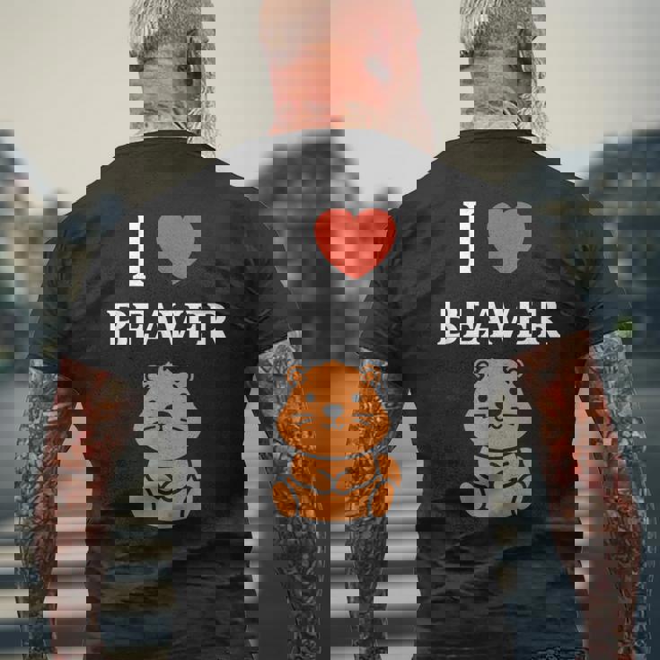 Baby Beavers Minimalist Cute I Love Beaver メンズTシャツ バックプリント 高齢者への贈り物