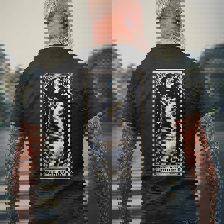 The Husky タロットカード メンズ レディース キッズ シベリアンハスキー メンズTシャツ バックプリント 高齢者への贈り物