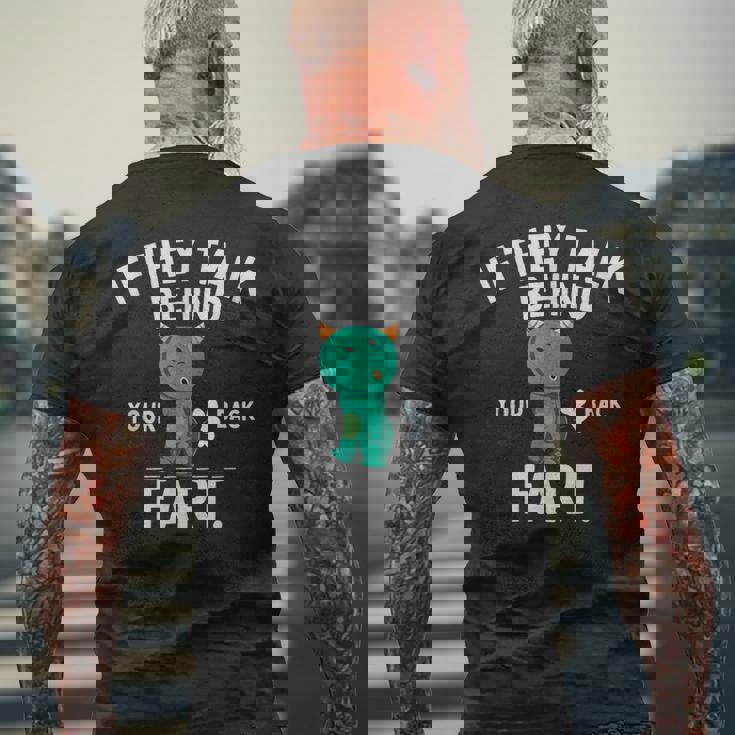 If They Talk Behind Your Back Fart かわいい動物モンスター メンズTシャツ バックプリント 高齢者への贈り物