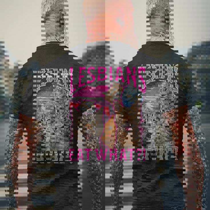 Lesbians Cat Owner Lesbians Eat What メンズTシャツ バックプリント 高齢者への贈り物