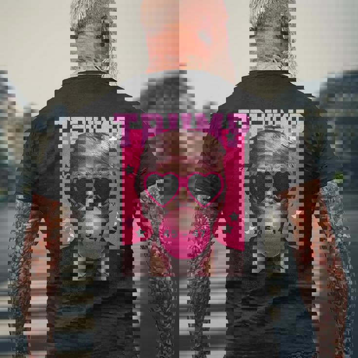 Trump 2024 メガネ&バブルガム ピンク メンズTシャツ バックプリント 高齢者への贈り物