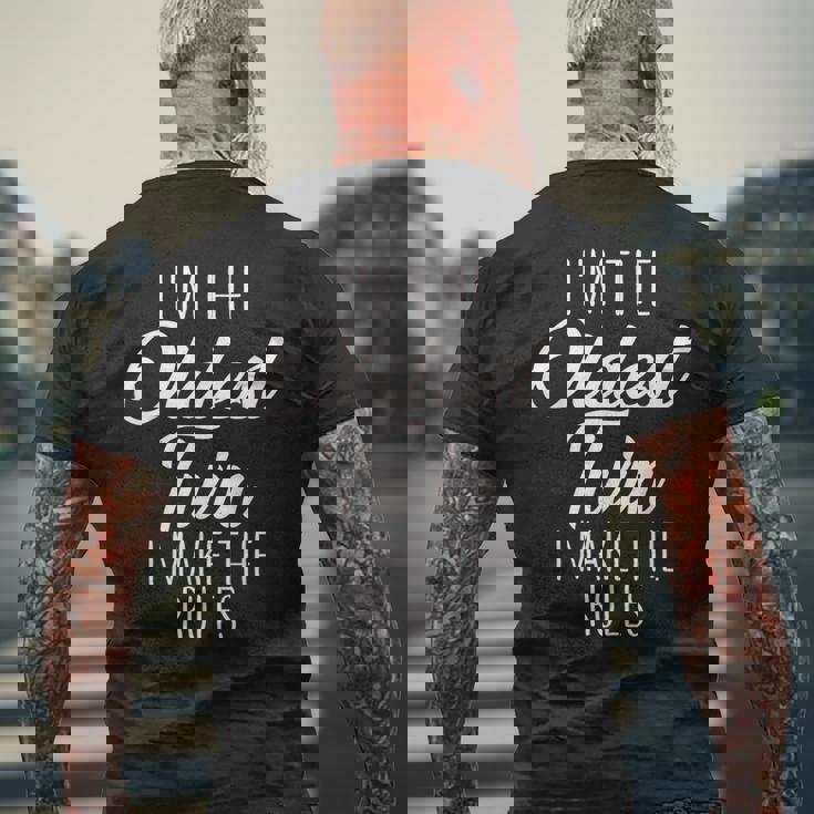 Twins Oldest Twin I Make The Rules 兄弟家族 メンズTシャツ バックプリント 高齢者への贈り物