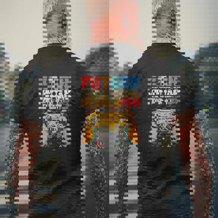 Futureideo Game Developer Gamer Coding Tech Geek メンズTシャツ バックプリント 高齢者への贈り物