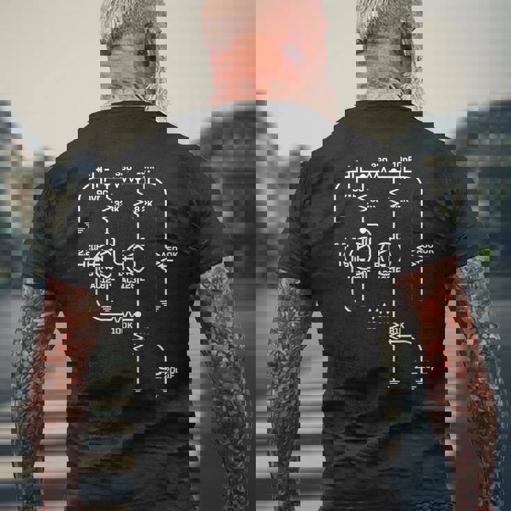 Fuzz Pedal スケマティック回路 ハンドワイヤー ミュージシャン ギフト メンズTシャツ バックプリント 高齢者への贈り物