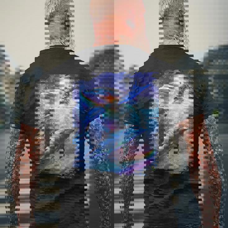 Galaxy Dolphin 宇宙のイルカ メンズTシャツ バックプリント 高齢者への贈り物