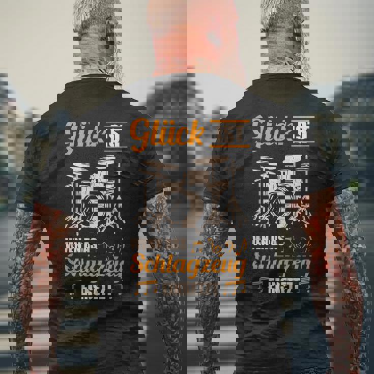 Glück Ist Wenn Das ドラムセット ドラム&ドラム メンズTシャツ バックプリント 高齢者への贈り物