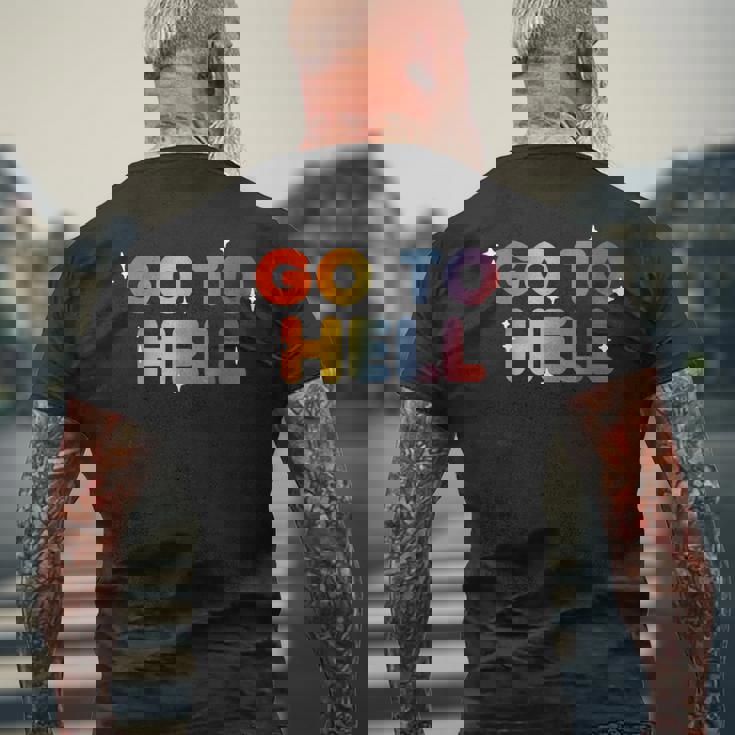 Go To Hell シャレた言葉 くたばれ メンズTシャツ バックプリント 高齢者への贈り物