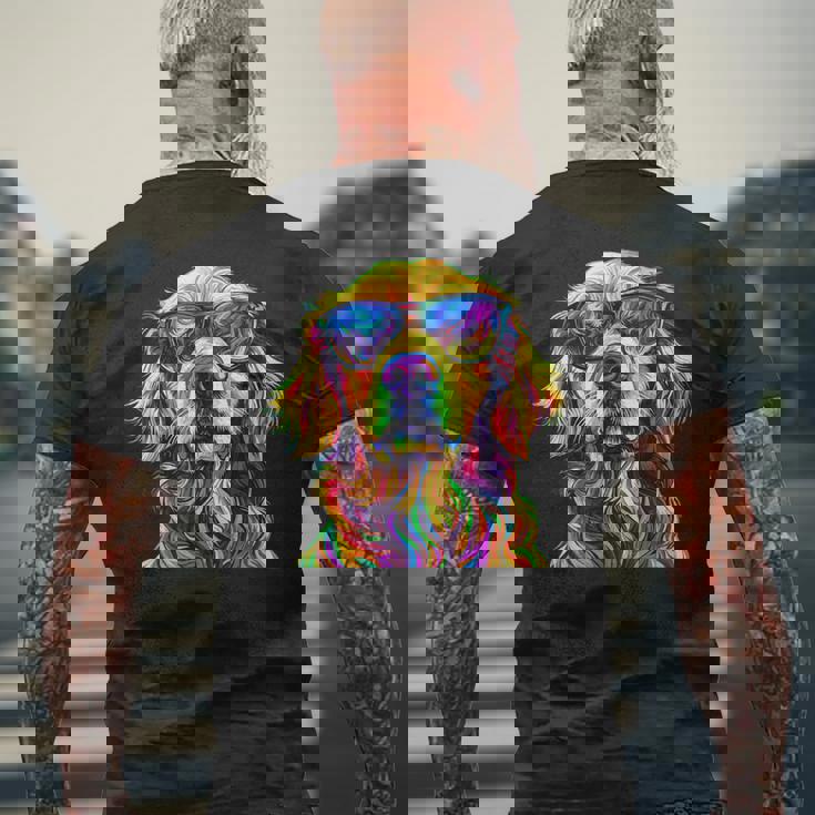 Golden Retriever Lovers カラフル 面白い ゴールデンレトリバー メンズTシャツ バックプリント 高齢者への贈り物