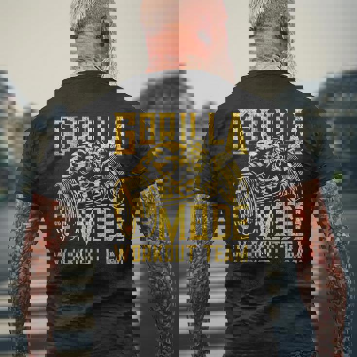 Gorilla Mode ワークアウト チーム ダンベル ビースト ジム フィットネス ゴールド メンズTシャツ バックプリント 高齢者への贈り物