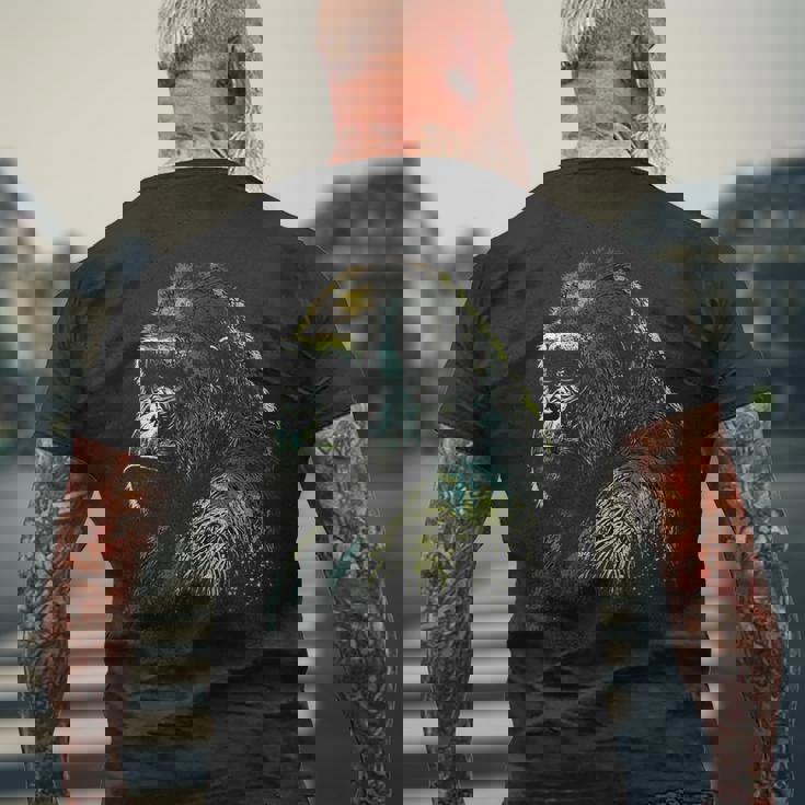 Gorilla モンキーアート 動物 メンズTシャツ バックプリント 高齢者への贈り物