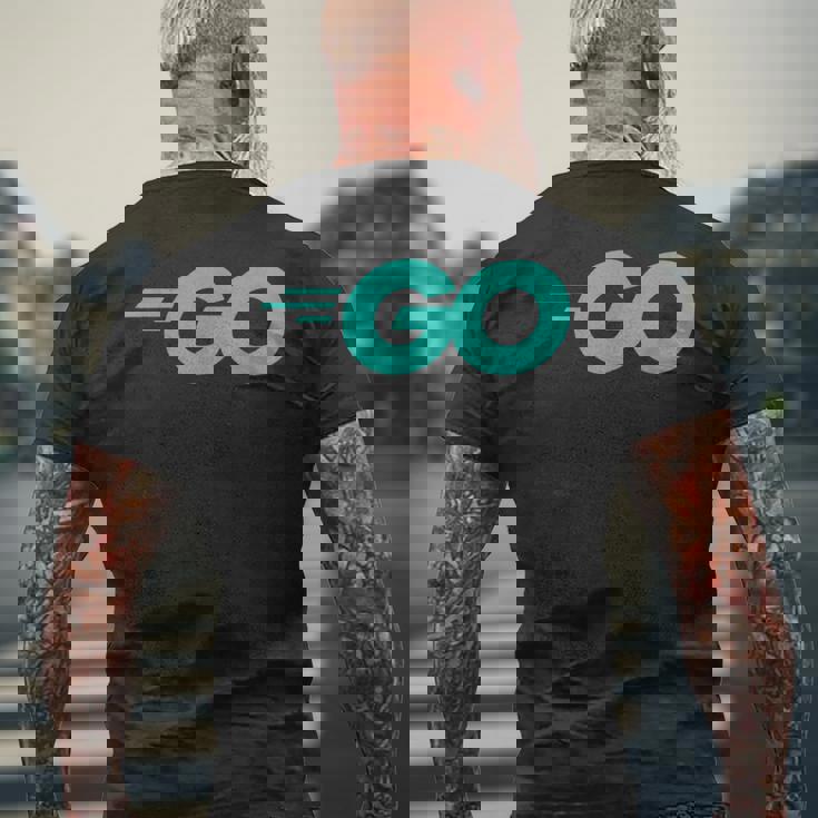 Goロゴ付きのgoプログラミング言語golang開発者 メンズTシャツ バックプリント 高齢者への贈り物