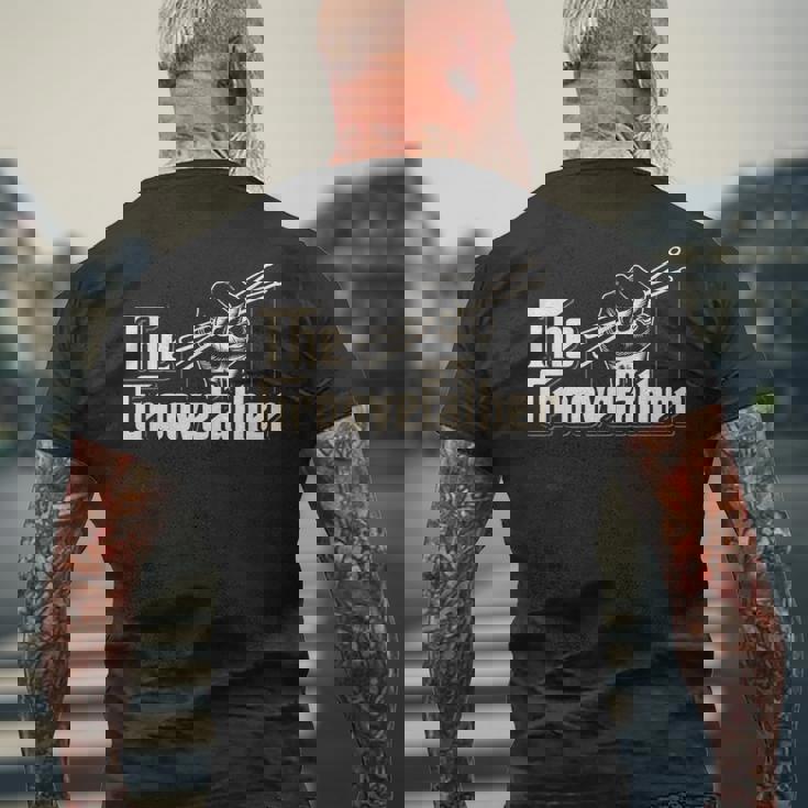 Groovefather ビンテージドラム ドラミング バンドドラマー メンズTシャツ バックプリント 高齢者への贈り物