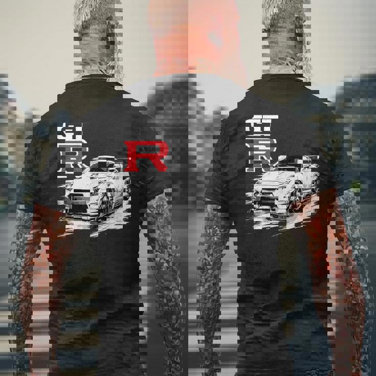 Gt R 35 Jdm ストリートレーシング ドラッグ ドリフト スポーツカー メンズTシャツ バックプリント 高齢者への贈り物