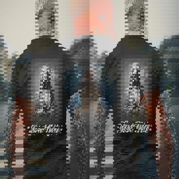 Hail Mary 聖母マリア ロザリオ カトリック メンズTシャツ バックプリント 高齢者への贈り物