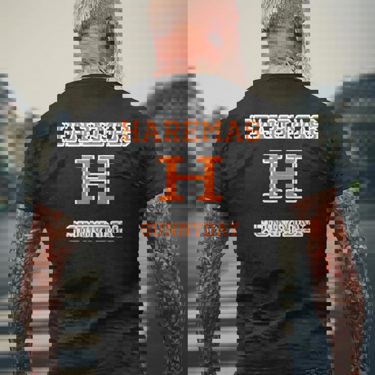 Haremas ハレマス 晴れます【変なデザイン屋さん】ブランド ロゴ パロディ 面白い メンズTシャツ バックプリント 高齢者への贈り物