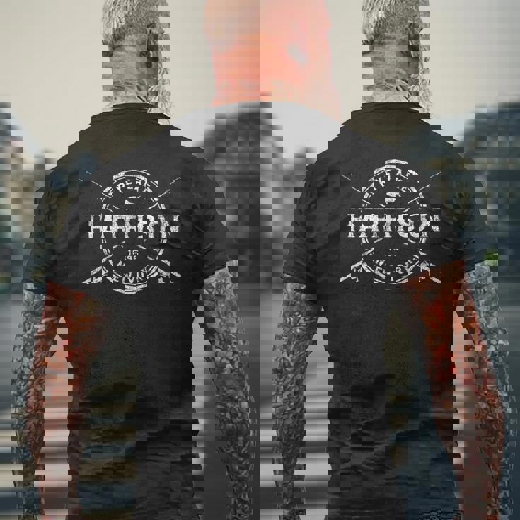 Harrison Ny ヴィンテージ クロス釣り竿 メンズTシャツ バックプリント 高齢者への贈り物