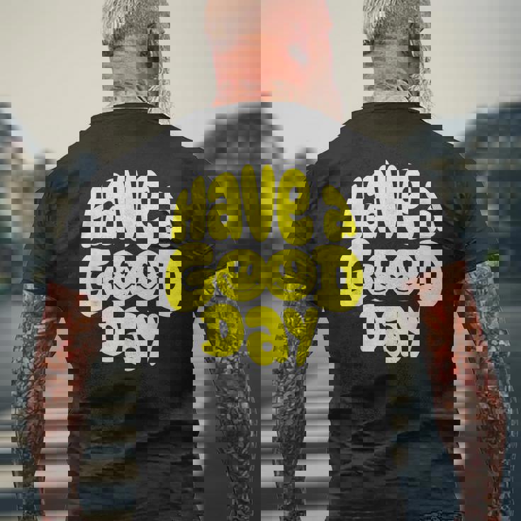 Have A Good Day レトロ ハッピーフェイス 90年代 スマイルフェイス 美学 メンズTシャツ バックプリント 高齢者への贈り物