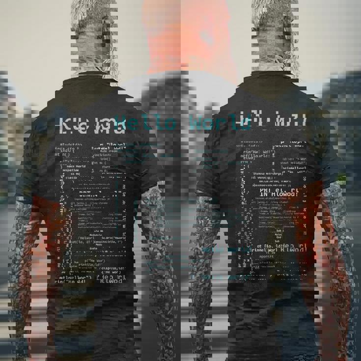 Hello World Includetdio Int Main メンズTシャツ バックプリント 高齢者への贈り物