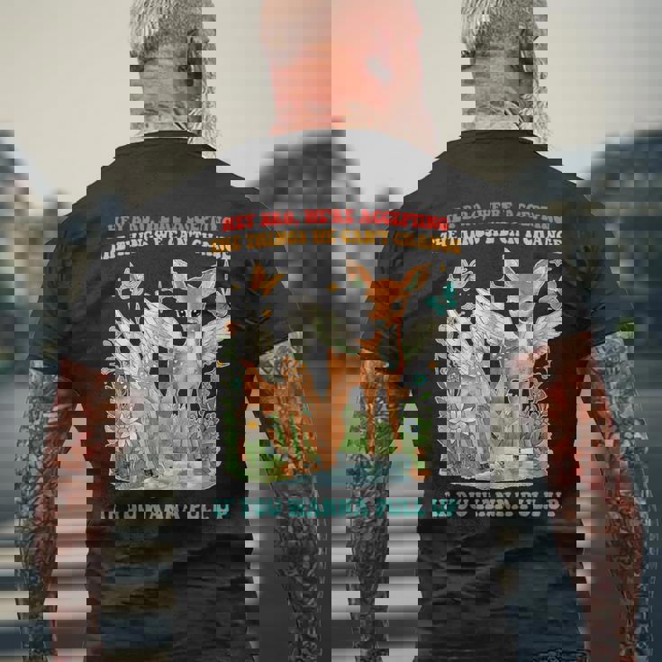 Hey Bro、We Accepting The Things We Can't Change メンズTシャツ バックプリント 高齢者への贈り物