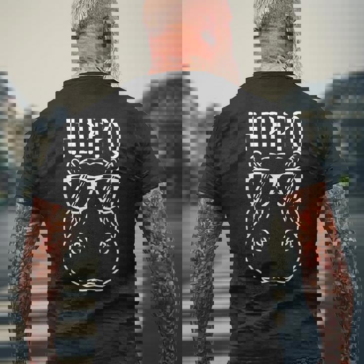 Hippopotamus デザイン クールで素晴らしいカバのサングラス メンズTシャツ バックプリント 高齢者への贈り物