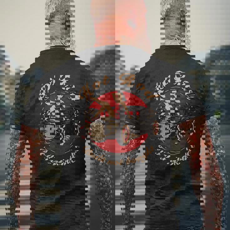 Hot Rod Built Not Bought セクシー ピンナップ ダイス ロカビリー セクシー メンズTシャツ バックプリント 高齢者への贈り物