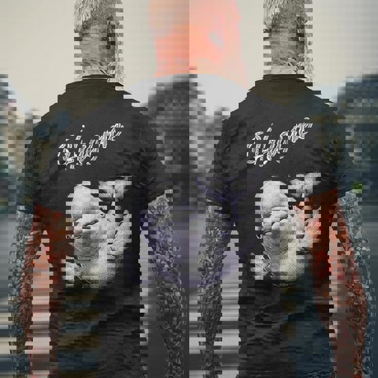 Hug Me ベルーガ アートデザイン 可愛い おしゃれ 動物 シロイルカ シロクジラ メンズTシャツ バックプリント 高齢者への贈り物