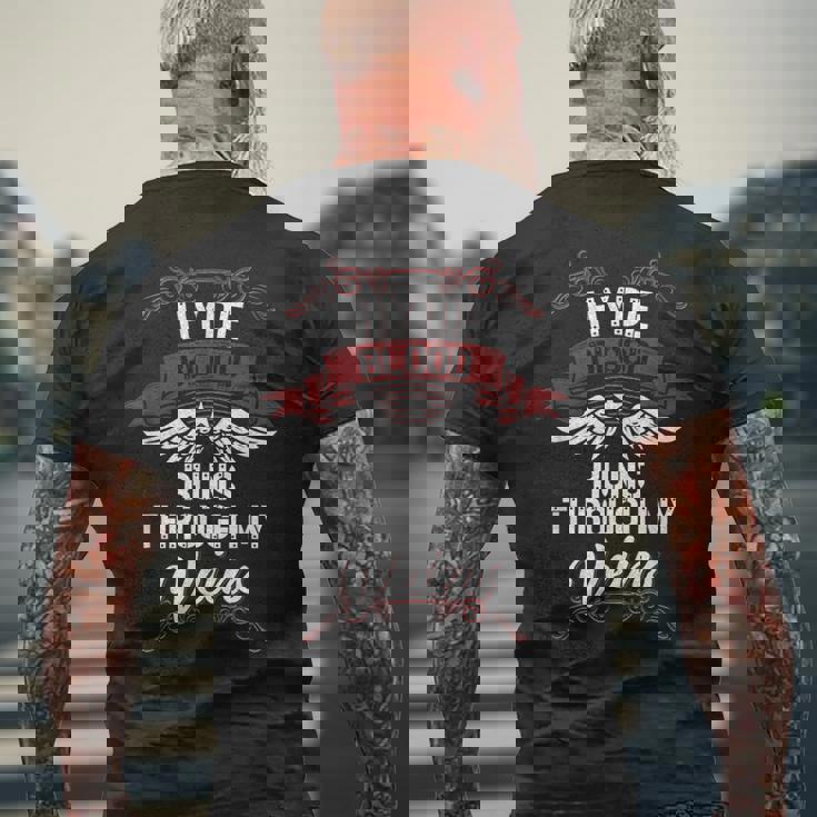 Hyde Blood Runs Through Myeins 苗字 Family メンズTシャツ バックプリント 高齢者への贈り物