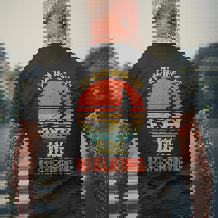 I'd Rather Be Dog Walking レトロ ラブドッグウォーカー メンズTシャツ バックプリント 高齢者への贈り物