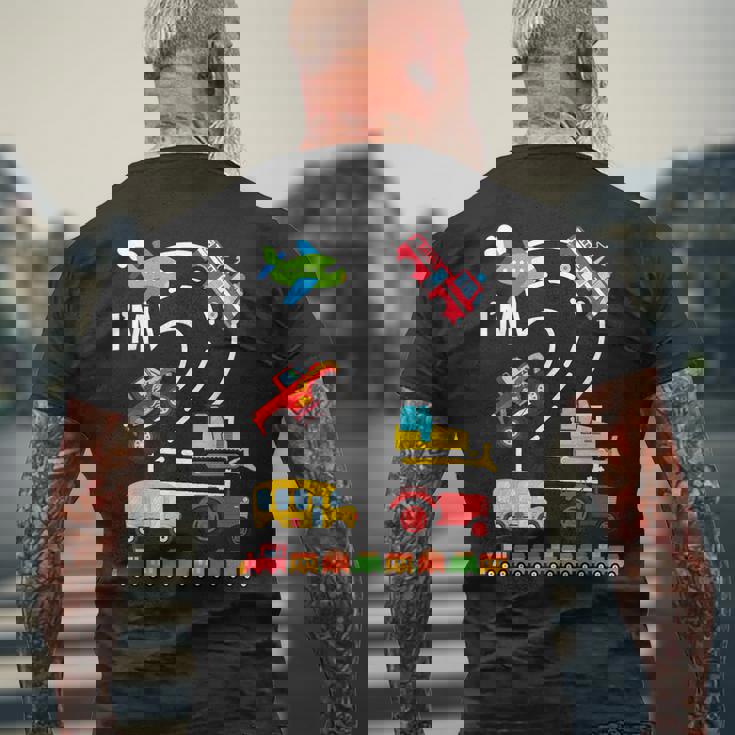 I'm 2 2歳の誕生日 トラック 乗り物 交通機関車 メンズTシャツ バックプリント 高齢者への贈り物