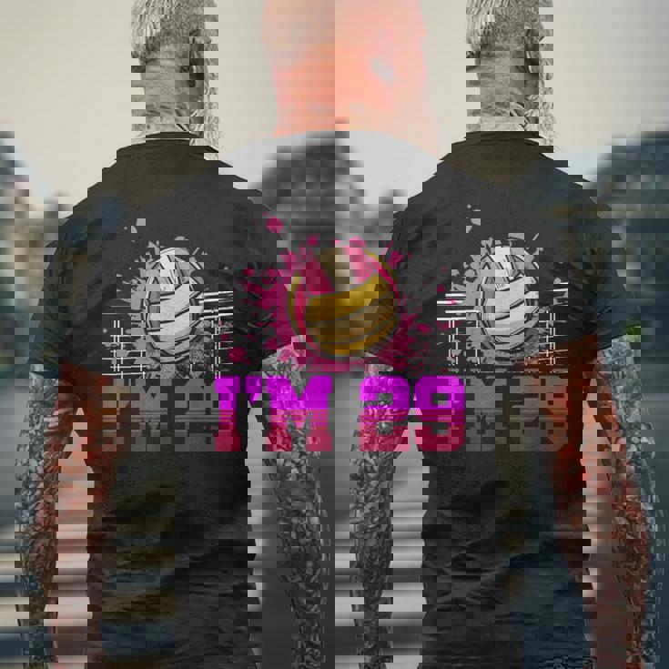 I'm 29Ports バレーボール選手 大人用 29歳の誕生日 メンズTシャツ バックプリント 高齢者への贈り物