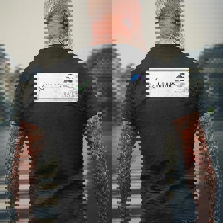 I'm Not A Robot Web Internet Quiz Question メンズTシャツ バックプリント 高齢者への贈り物