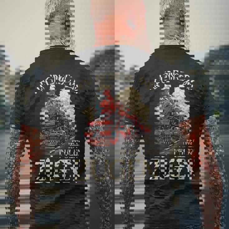 Ich Genieße Das Leben Inollen Zügen 通勤鉄道 メンズTシャツ バックプリント 高齢者への贈り物