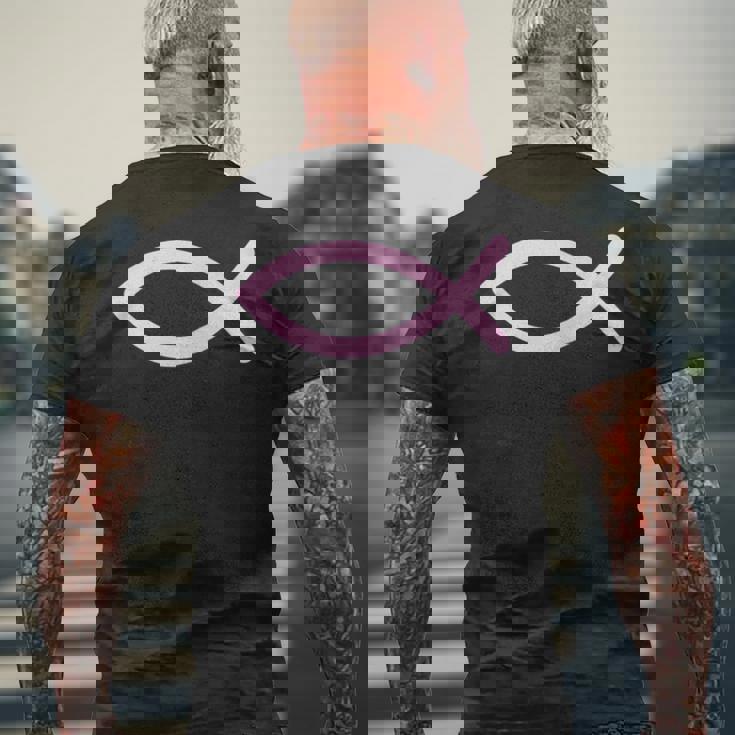 Ichty Fishymboltシャツ-クリスチャンtシャツ-イエス メンズTシャツ バックプリント 高齢者への贈り物