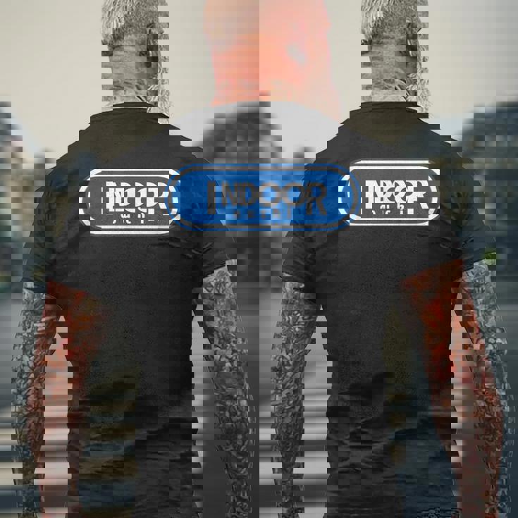 Indoor インドア【変なデザイン屋さん】ブランド ロゴ パロディ 面白い メンズTシャツ バックプリント 高齢者への贈り物