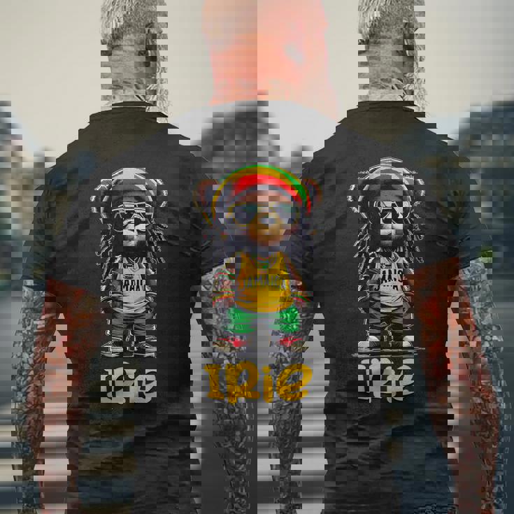 Irie テディベア ジャマイカ ラスタ ルーツ レゲエ メンズTシャツ バックプリント 高齢者への贈り物