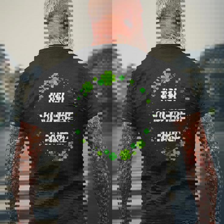 Irish You Were Nakedt Patrick's Day アイルランドのお祝い メンズTシャツ バックプリント 高齢者への贈り物