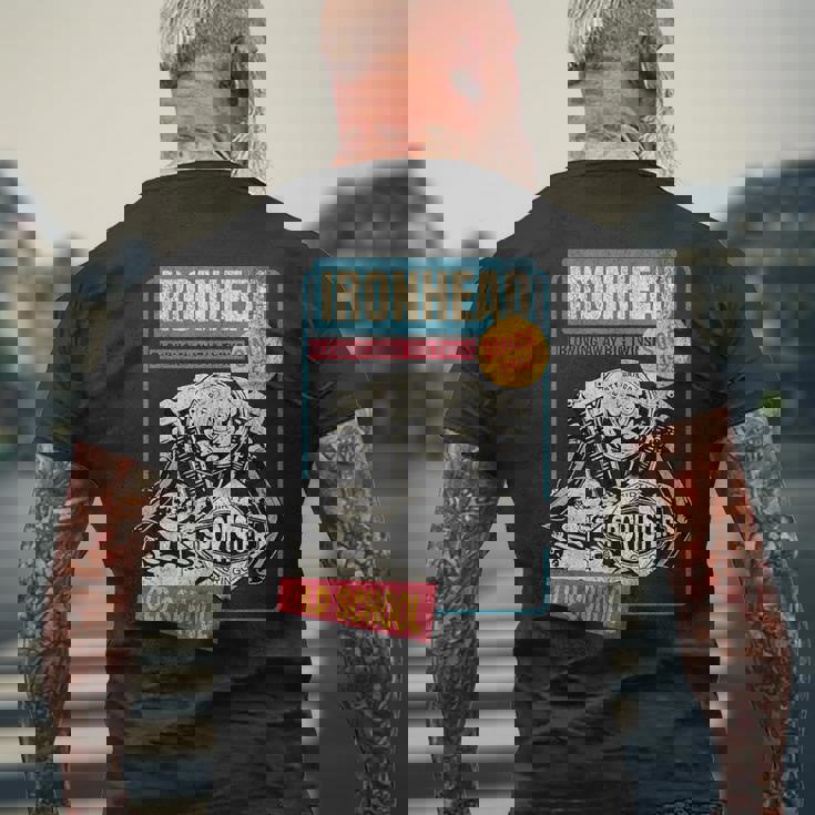 Ironhead Oldchool Hd ピンナップ レトロ オートバイ スポーツスター ホット メンズTシャツ バックプリント 高齢者への贈り物