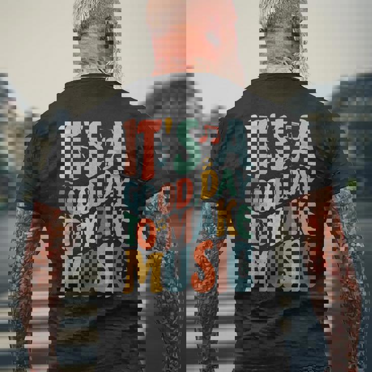 It's A Good Day To Make Music ミュージシャン バンド 音楽教師 メンズTシャツ バックプリント 高齢者への贈り物