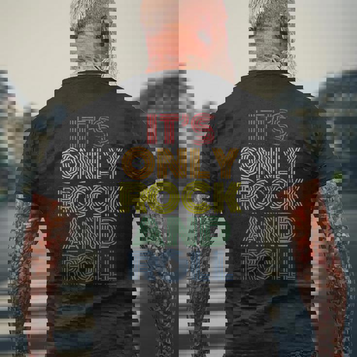 It's Only Rock And Roll ディストレスド ロック コンサート ヴィンテージ 70年代 メンズTシャツ バックプリント 高齢者への贈り物