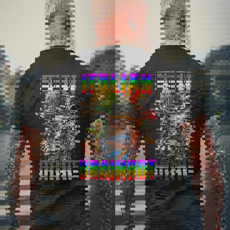 Italian Brainrot All Characters レインボー フラッグ プライド メンズTシャツ バックプリント 高齢者への贈り物