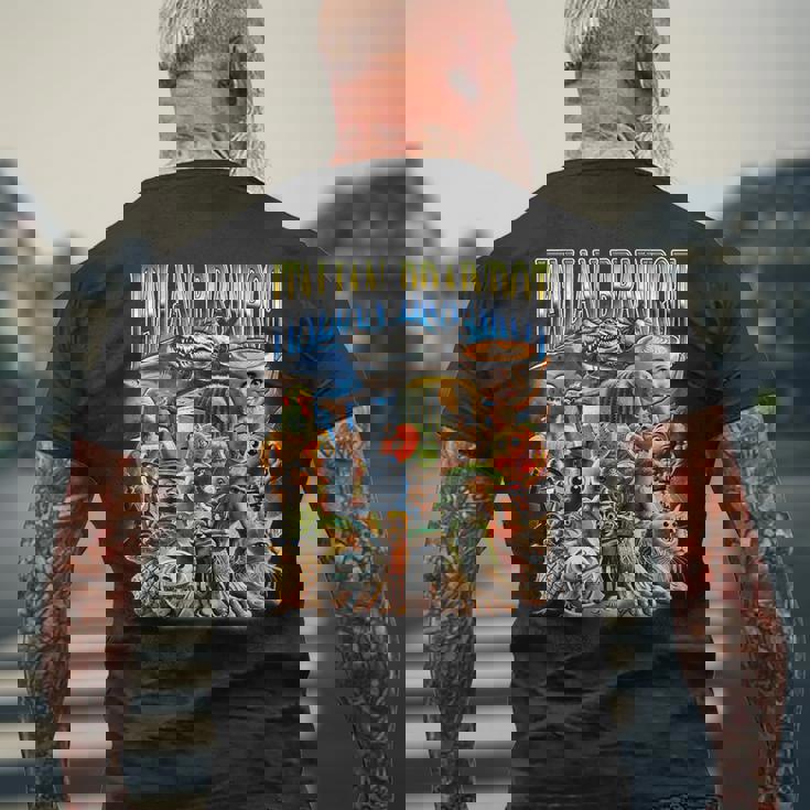 Italian Brainrot 面白いイタリアンブレインロットミームキャラクタ メンズTシャツ バックプリント 高齢者への贈り物