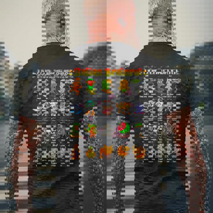 Italian Brainrot 面白いイタリアンブレインロットミームキャラクター メンズTシャツ バックプリント 高齢者への贈り物