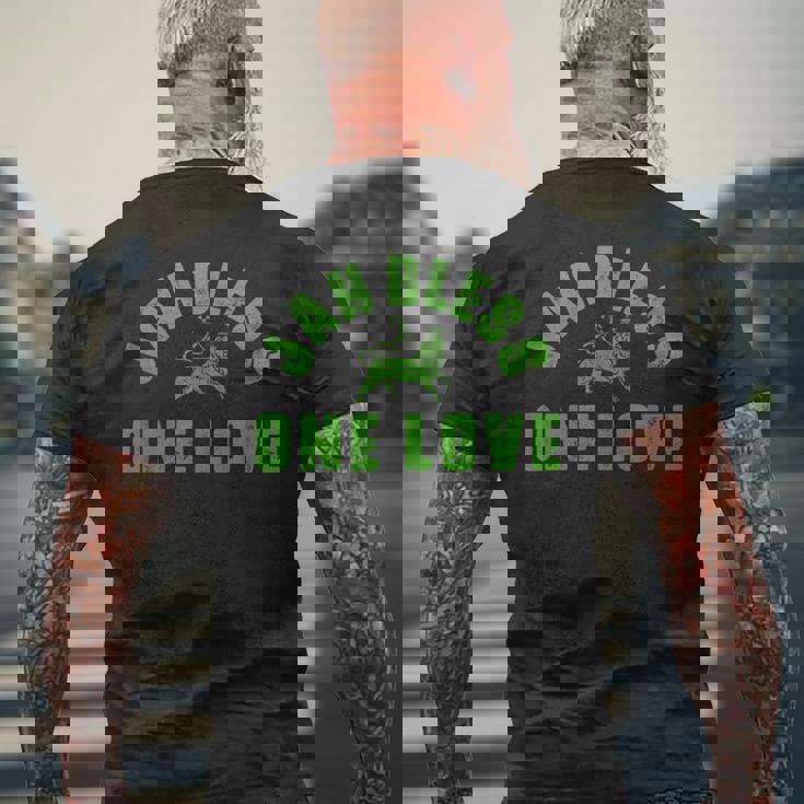 Jah Bless Reggae Music Lion Of Judah Jamaica レゲエ ダンスホール メンズTシャツ バックプリント 高齢者への贈り物