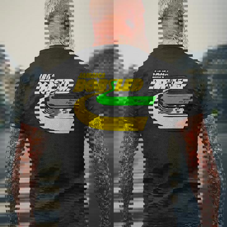 Jamaica Bobsled レトロなボブスレー チーム ジャマイカの国旗 メンズTシャツ バックプリント 高齢者への贈り物