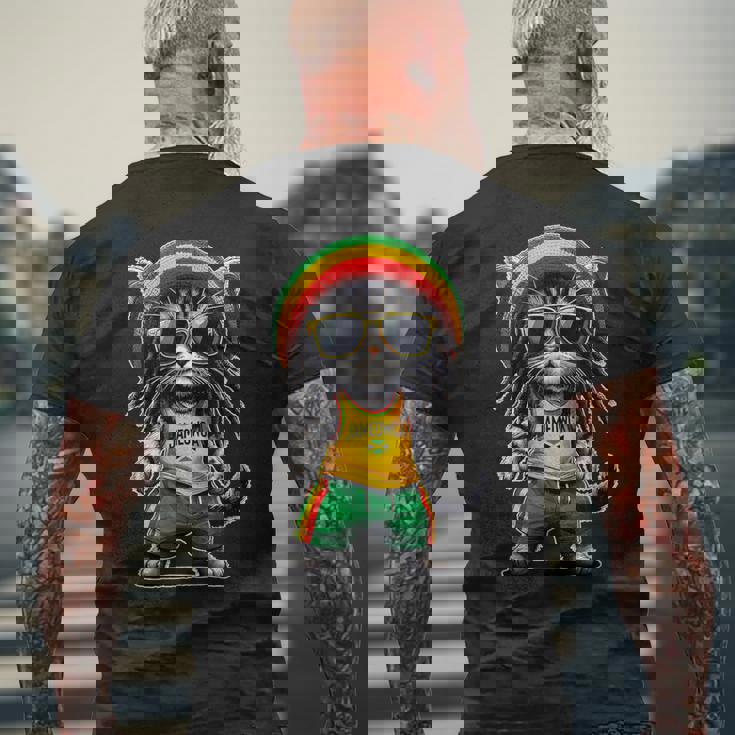 Jameowca クールで面白いジャマイカン ラスタ レゲエ キャット メンズTシャツ バックプリント 高齢者への贈り物